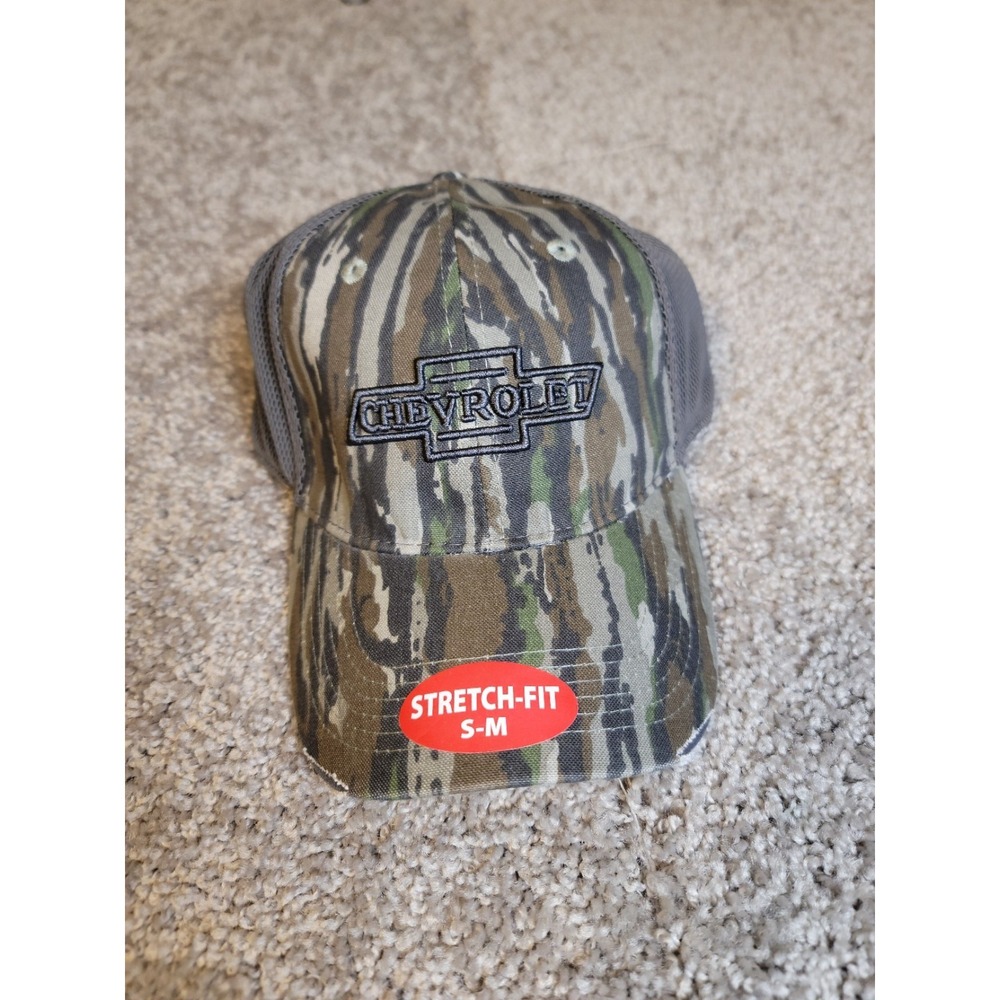 Chevy Chevrolet Camo Realtree Mesh Hat Small/Medium S/M Car Stretch Flex Fit Cap